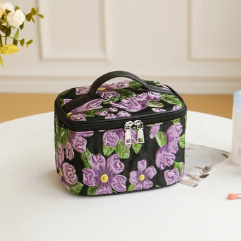 Fashion Ladies Makeup Bag Double Zipper Design Large Capacity Cosmetics And Skin Care Products Storage Bag Portable Toil
