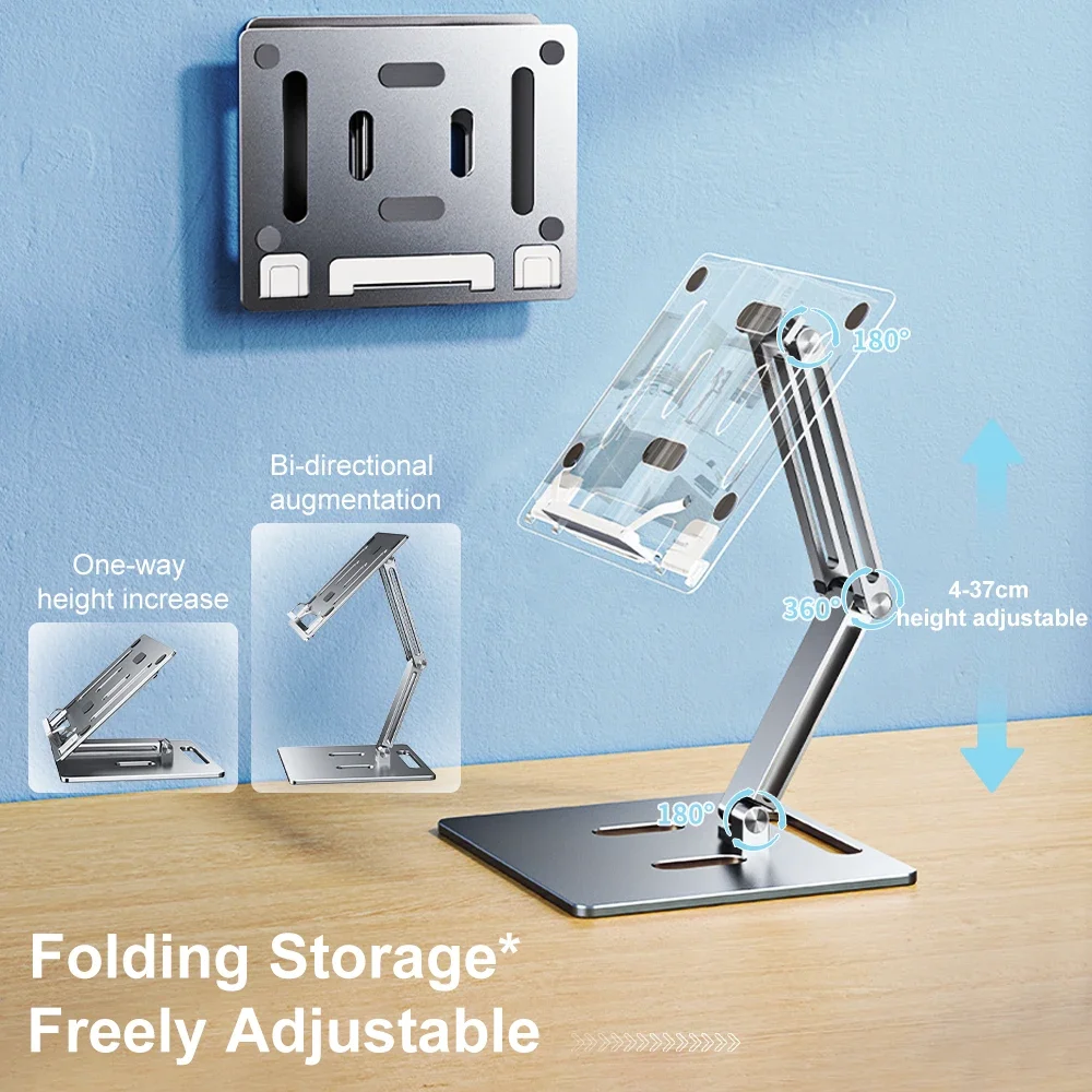 Oatsbasf-alumínio Laptop Stand Altura de Elevação Livre Multi-ângulo Ajustável Reading Desk Base Dobrável Suporte Notebook Suporte Desktop - Imagem 6