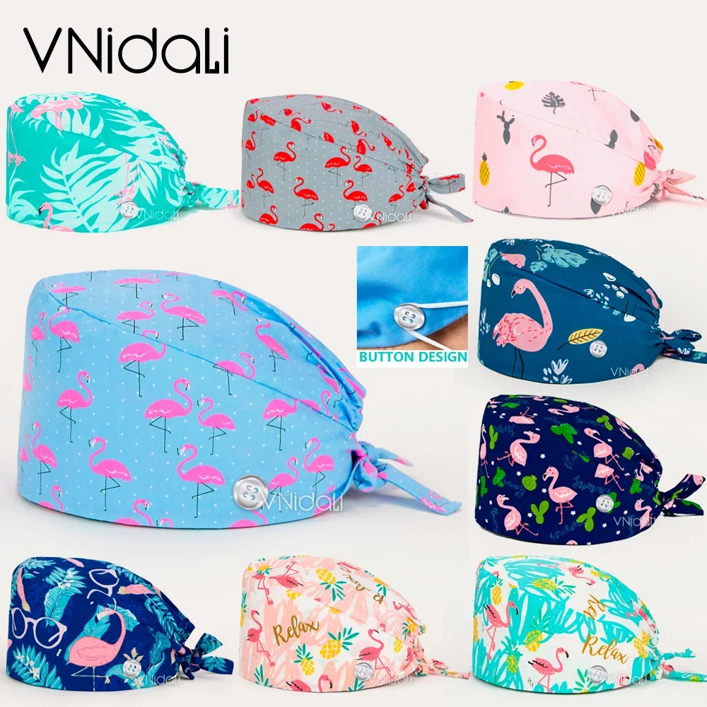 Sanitary Cleaning Scrub Caps for Women Men Lab Work Scrub Hats Beauty Salon Hat gorro quirofano mujer Cotton Printing Skull Hat