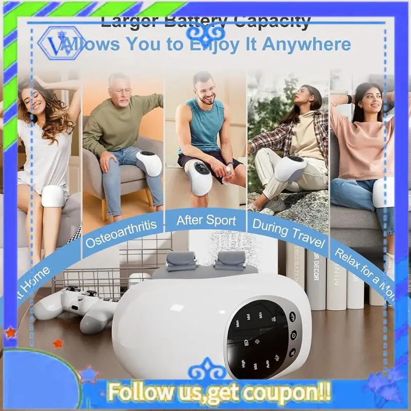 Cordless Knee Massager For Infrared Heat And Vibration Knee Pain Relief For Swelling Stiff Joints Stretched Ligament