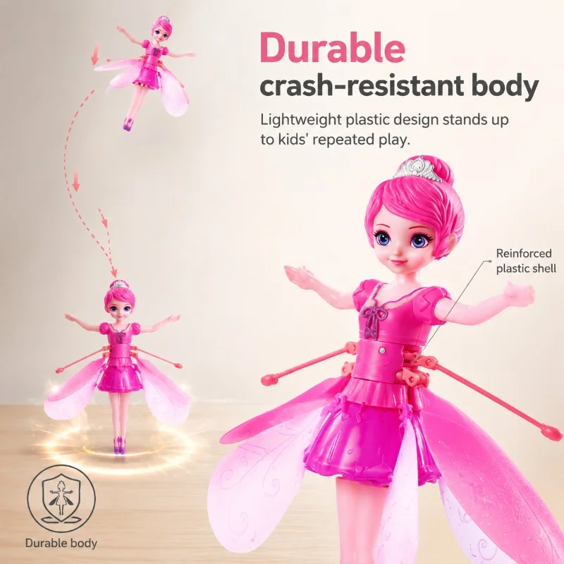 Drone jouet enfant à induction manuelle avec LED, rechargeable USB