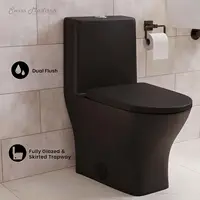 Sublime II One-Piece Round Toilet Dual-Flush 1.1/1.6 gpf in Matte Black Dual Flush Fully Glazed And Skirted Trapway 2
