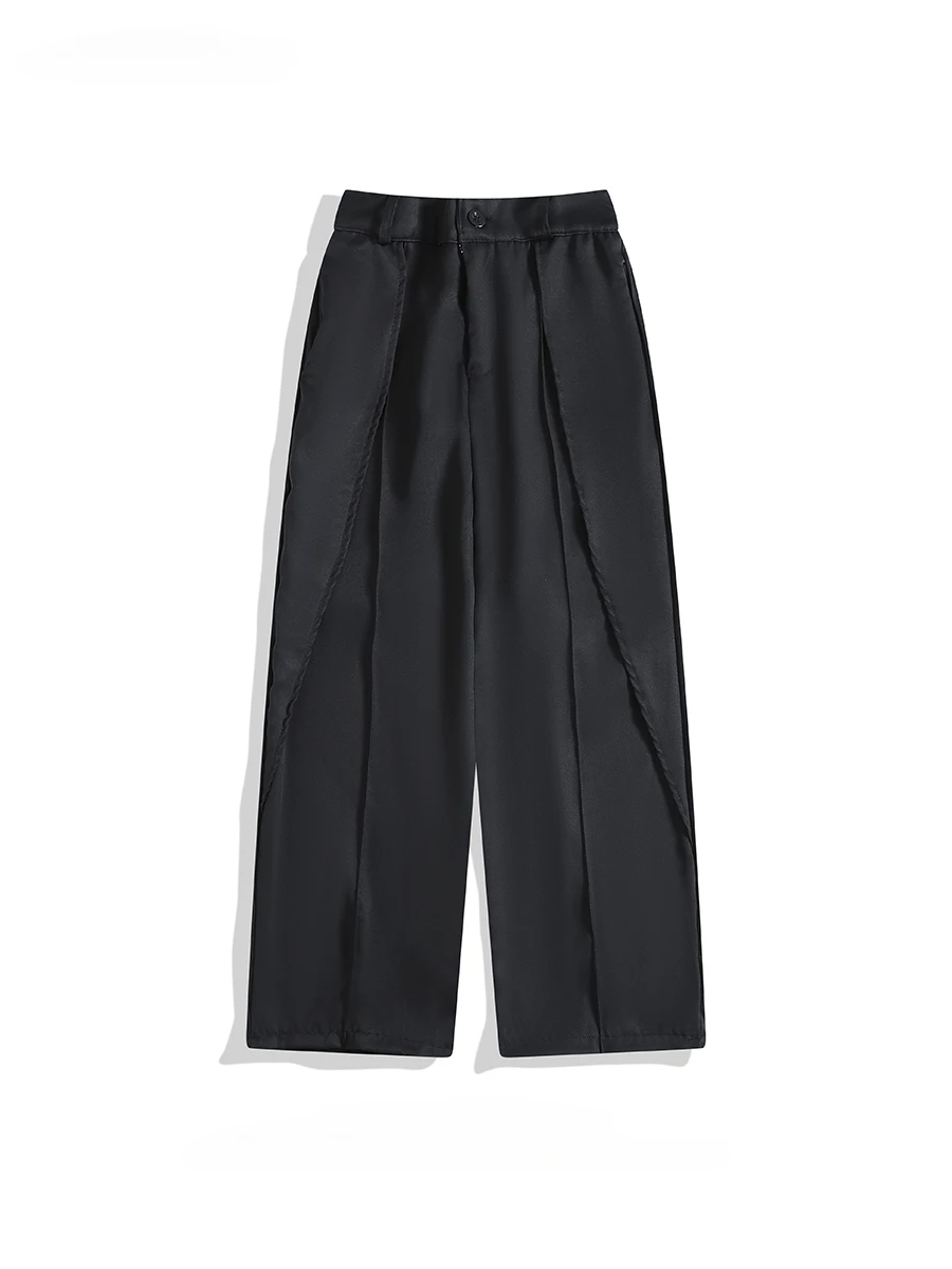 

Trendy Brand Design Semi-elastic Waist Solid Color Suit Trousers Men's Niche Handsome Light Mature Style Casual Straight Pants