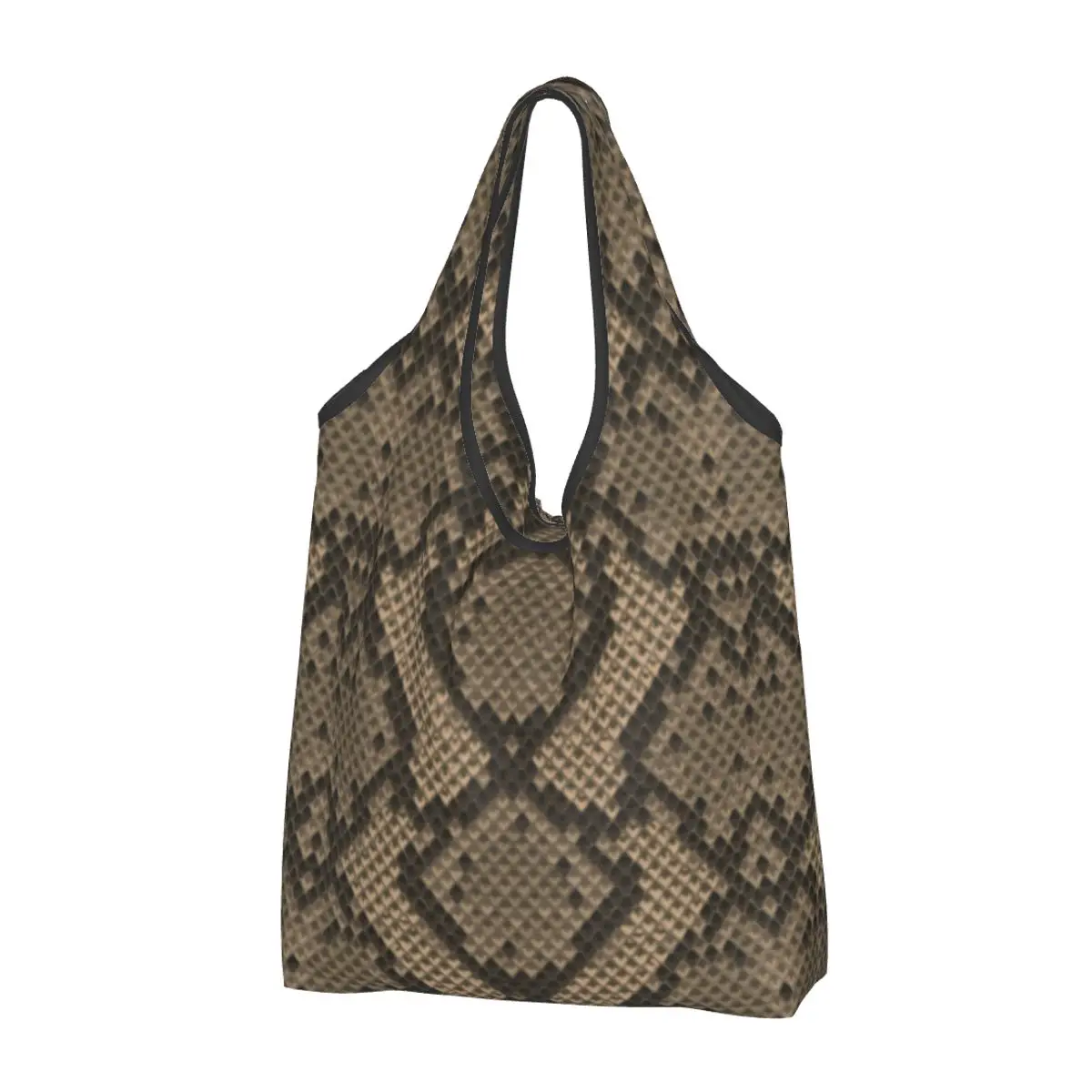 

Shopping Bag Snake Skin Pattern Eco-friendly Folding Reusable Portable Shoulder Handbag for Travel Grocery Bag
