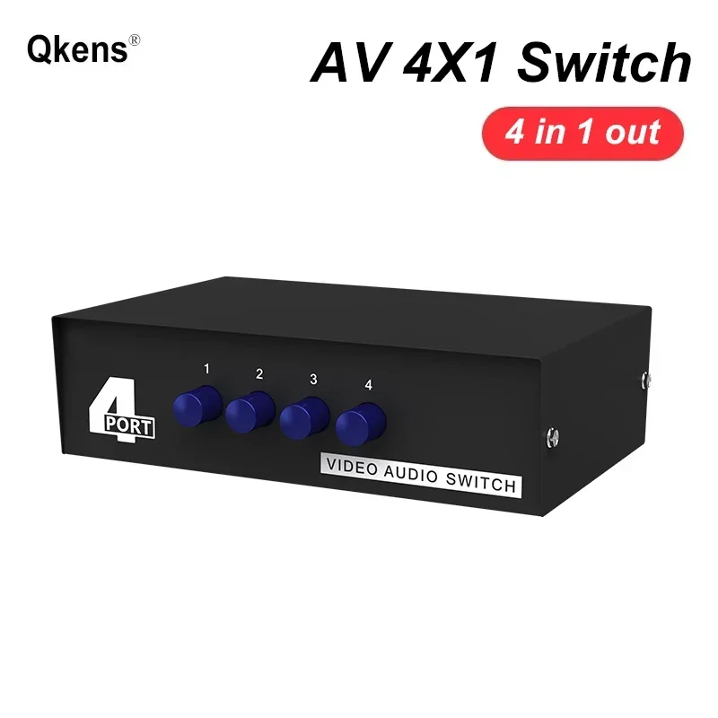 4x1 AV 스위치 4입력 1출력 4포트 AV 케이블 오디오 비디오 스위처 2x1 2입력 1출력 AV 스위처 컨버터 (PS2, Wii, VCR, DVD 플레이어, TV용)