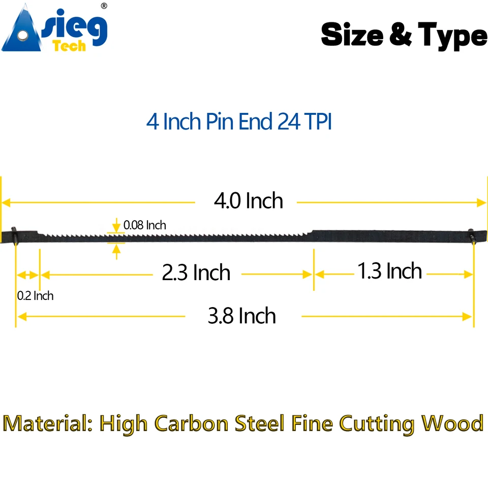 JTEX 48pcs 105mm Scroll Saw Blades Pin End 15/18/24 TPI For Dremel Moto
