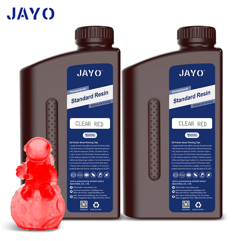 JAYO Water Washable/Plant-based/Standard/Like-ABS Resin 2KG 3D Photopolymer UV Curing Resin High Precision 3D Printing Material