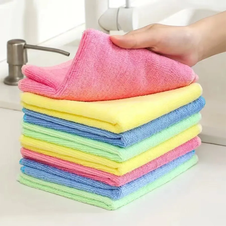 5pcs/lot Microfiber Cleaning Cloths Ultra-fine Fiber Kitchen Dishwashing 25*25cm Water-absorbent Scouring Car Cleaning Cloth