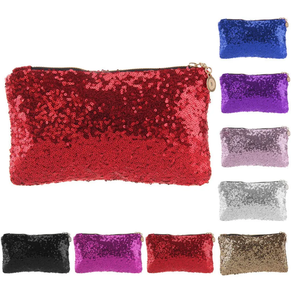 

Luxury Sequins Cosmetic Bag 2023 Women Makeup Toiletries Organizer Clutch Coin Money Purse Bathing Pouch Travel Storage Handbags