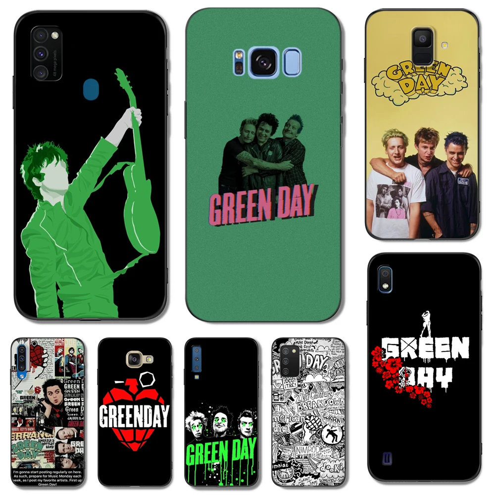 Custodia In Tpu Nero Per Samsung Galaxy S6 S7 S8 S9 Plus Cover Posteriore Green Day Band Poster