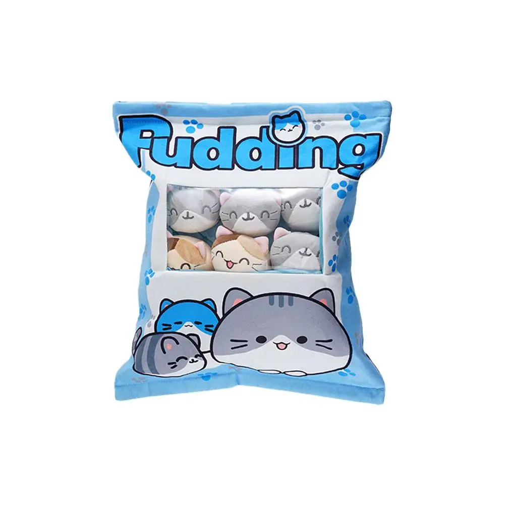 Cute Cat Snack Pillow Pudding Decorative, Stuffed With Mini Animal Cat Dolls Pudding Plush Toy Kawaii Plush Pillow Gifts 6