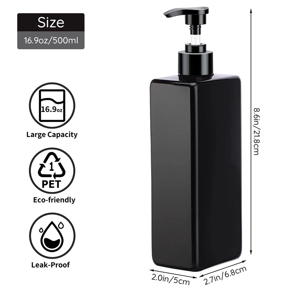 500ml Bathroom Soap Dispenser Refillable Square Shampoo Shower Gel Body Wash Bottle Lotion Dispenser Waterproof Label soap dispenser shampoo dispenser refillable bottle soap dispenser bottle