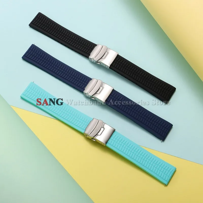 Premium Soft Silicone Quick Release Sport Watch Band Strap - Universal Wristbelt with Deployment Buckle