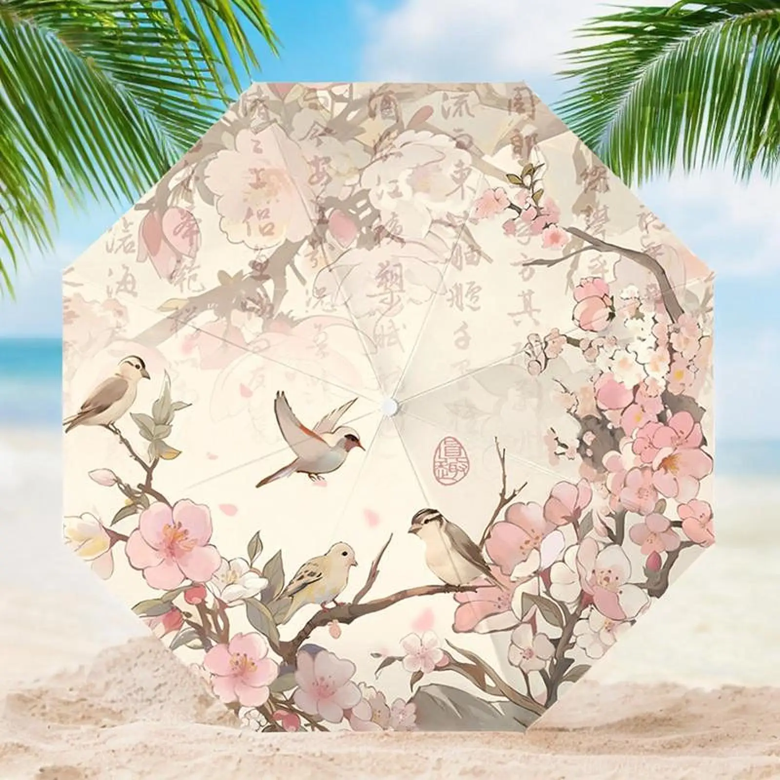 Sun Umbrella Auto Open and Close Large Windproof Compact Floral Print Weatherproof for Women Lightweight Sun Protection Umbrella