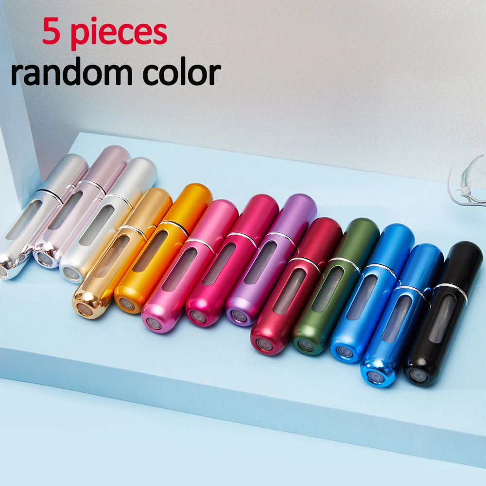 Perfume Bottle Portable Refillable With Spray Cosmetic Containers Atomizer For Travel 5 Pcs