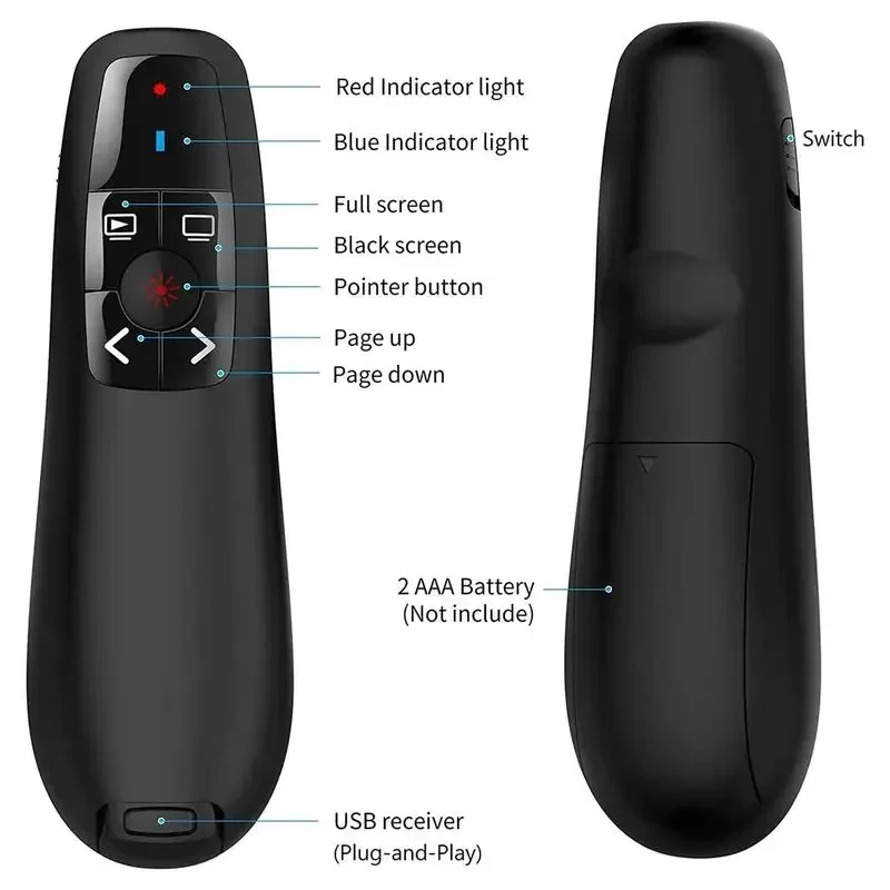 New PPT Slide Advancer Pen 2.4GHz Wireless Powerpoint Pen Presentation Clicker USB Remote Control F lip Presenter Pointer projector accessory projector remote control