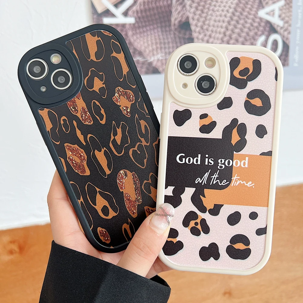 Capa de celular com estampa de leopardo em tela cheia para iPhone 14, 13, 12 Pro, 11 ProMax, XSmax, XR, X, XS, 7, 8Plus, capa traseira de silicone macio à prova de choque_voghion.com