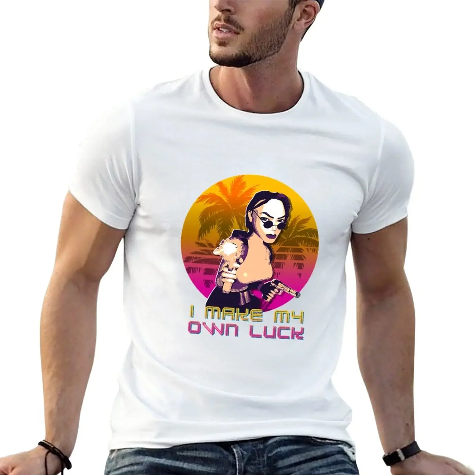 Tomb Raider-Lishara Ancy-I Make My Own Luck T-Shirt Vestiti Estetici Anime Cute Tops Plain T-Shirt Uomo