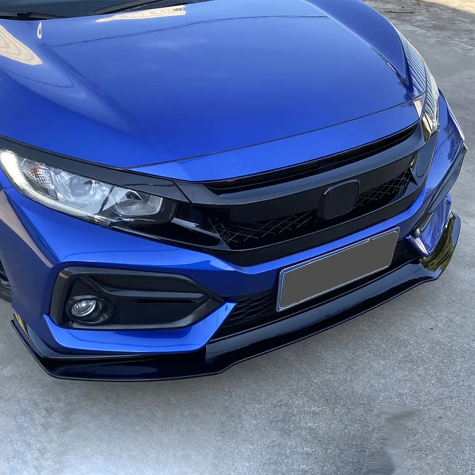 Gloss Black RS Style Front Bumper Lip Splitter For 2017-2021 Civic Si & Hatchback 4 thumbnail image