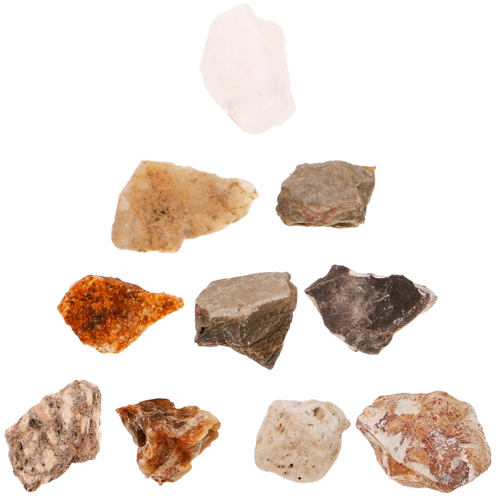 10개 천연석 표본 광물 암석 컬렉션 불규칙한 돌 장식품 책상 장식 가정 사무실용