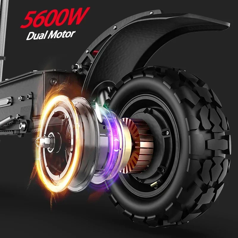5600W-60V-27AH Dual Motor Adult Fast Electric Scooter Speed 100km/h Range 60km 11inch tyres Foldable