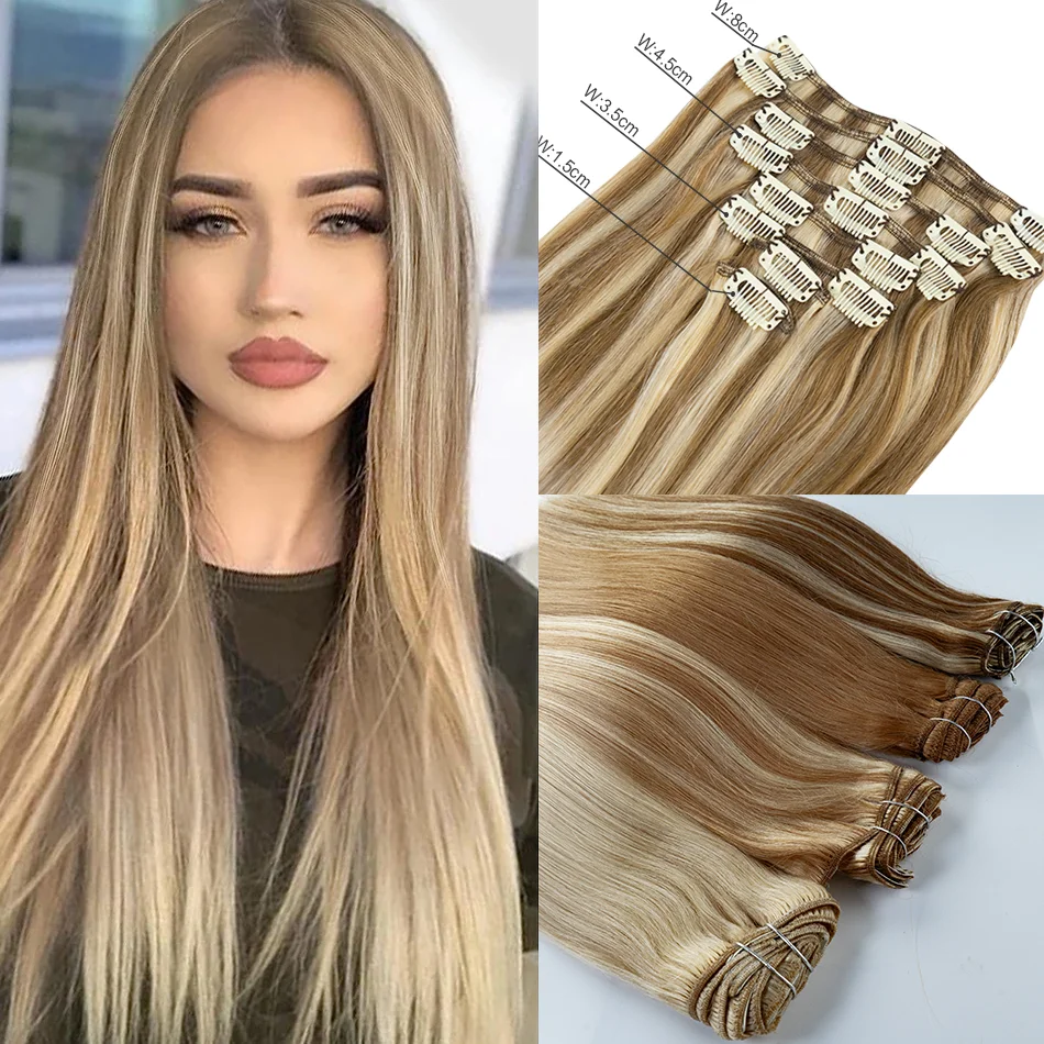Straight Clip In Hair Extension Human Hair Full Head For Women