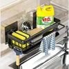 Aluminum Kitchen Storage Rack No-drill Sink Drain Rack Self-draining Sink Shelf Sponge Holder Dishcloth Towel Rack Filter Basket 2