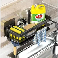 Aluminum Kitchen Storage Rack No-drill Sink Drain Rack Self-draining Sink Shelf Sponge Holder Dishcloth Towel Rack Filter Basket 2