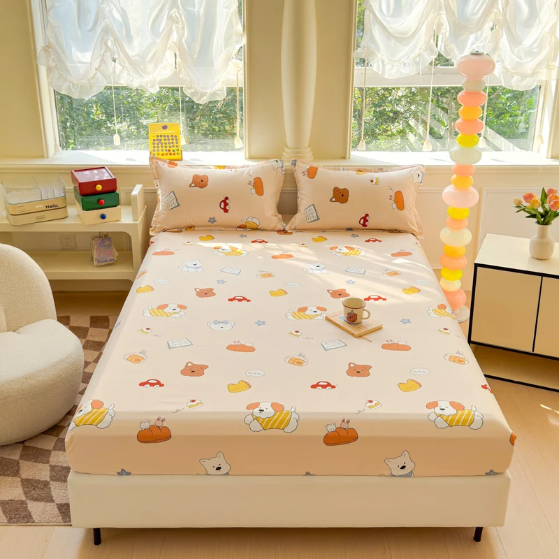 New Cartoon Bed Hat for 2025 Cotton Aloe Cotton Single Bedspread 360 Degree Wrap with Elastic Mattress Cover 90x200 150x200 5