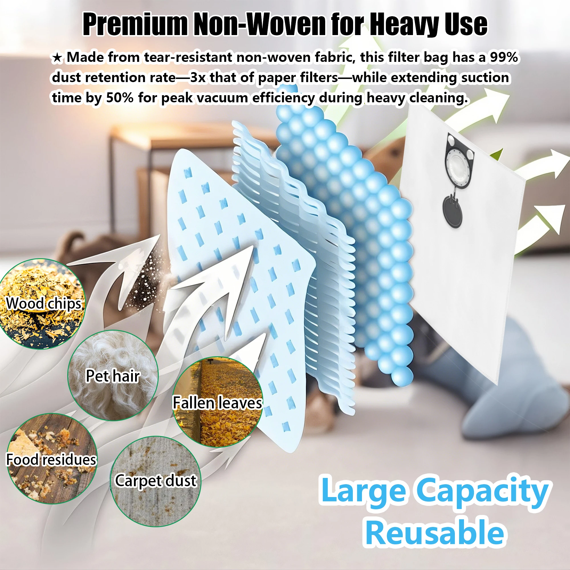 6/10 Pcs Bag +1 Brush Vacuum Cleaner Bags Compatible with Bosch GAS 25 - 4