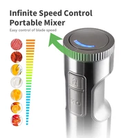 Mélangeur à Immersion manuel 4 en 1, mélangeur alimentaire puissant en acier inoxydable, bécher de mélange de 700 ml, processeur 500 ml, fouet 5