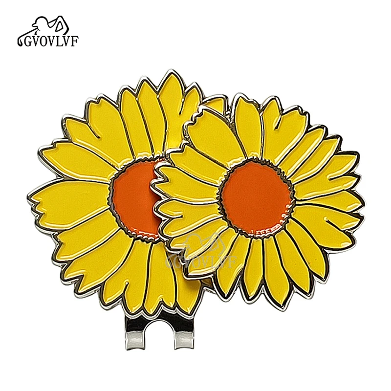 Removable Yellow Flower Pattern Golf Cap Clip With Small Flower Magnetic Marker For Girls Women Gift Golf Accessories
