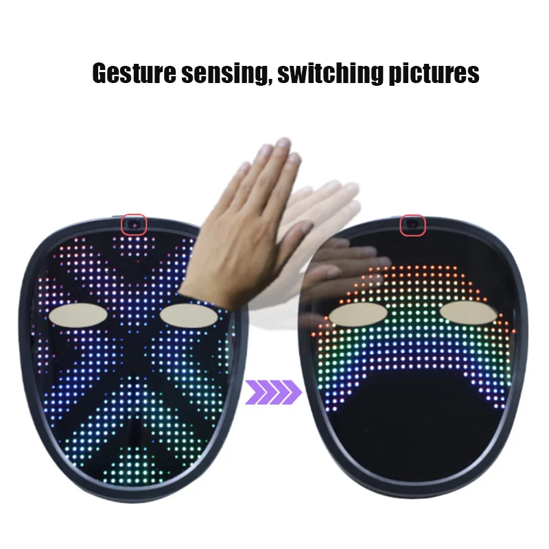 Luminous LED Mask Gesture Sensing Face Chang Glowing Mask Halloween Christmas Carnival Festival DJ Party Cosplay Supplies