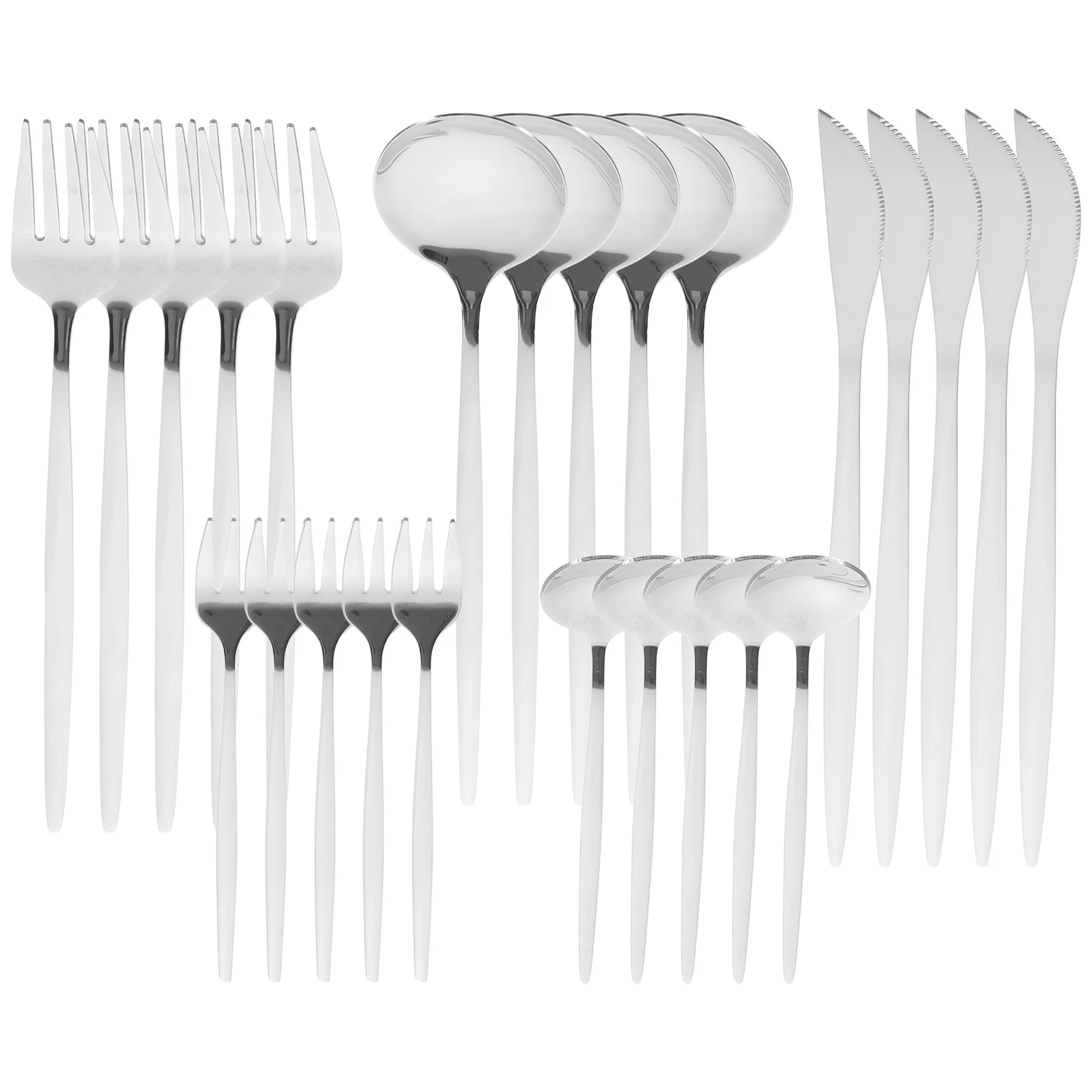 

30 Pcs Stainless Steel Cutlery Set Flatware Fork Spoon Kit Steak Tableware Serving Utensils