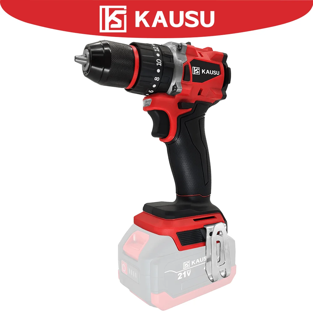 KAUSU Brushless Electric Impact Drill 10mm 20 3 Torque Settings Cordless Compact Driver Drill Power Tools Makita 18V Battery