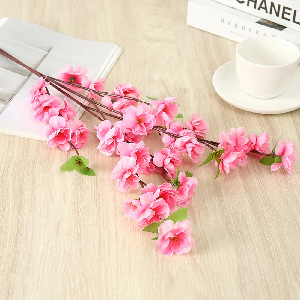 

Artificial Cherry Plum Peach Blossom Branch Fake Silk Flower Tree DIY Floral Bouquet Arrangement For Wedding Homes Decor