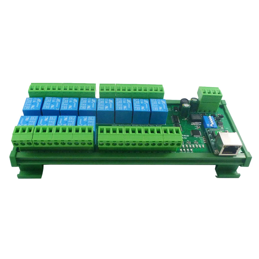 DC 12V Din35 C45 레일 박스 12 채널 Rs485 릴레이 모듈, Modbus RTU Uart 제어 스위치 보드 PLC PTZ 카메라 모터 LED