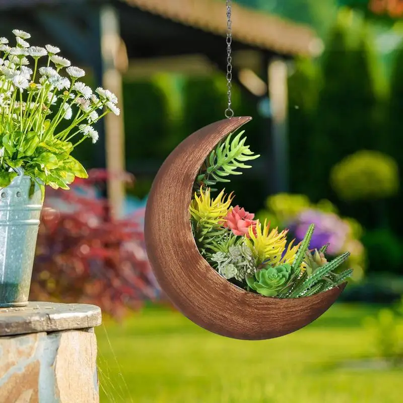 

Hang Plant Pot Moon Balcony Wall Hanging Planter Decor Knotted Lifting Rope Ornament Display Stand Flower Plant Pot Holder