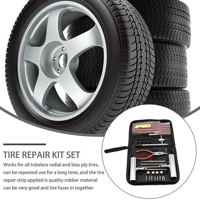 15pcs Kit Anti Crevaison Voiture, Kit Reparation Pneu Voiture, Meche Pneu Crevaison, Kit