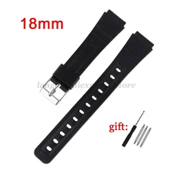 Premium Silicone Sport Diving Watchband with Silver Metal Buckle (18mm)