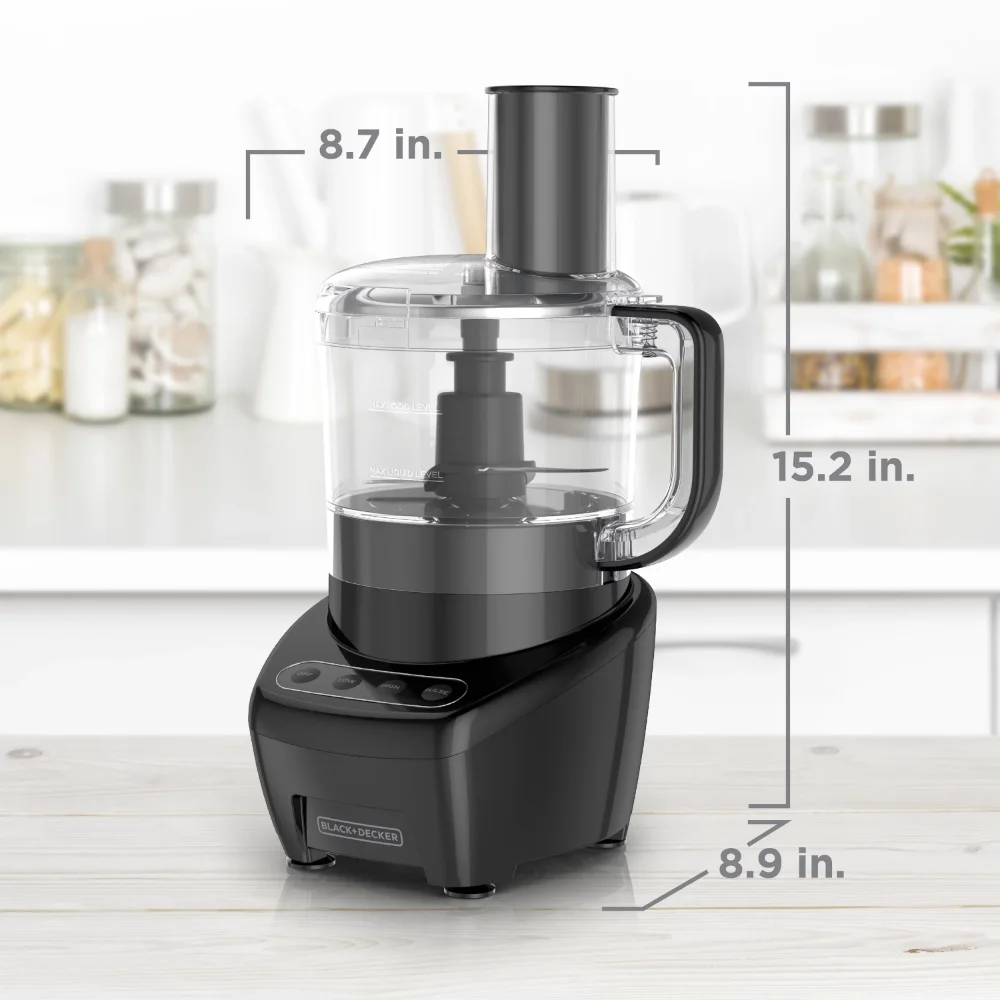 Easy Assembly 8 Cup Food Processor Black