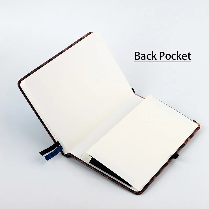 B6 우드 스타일 총알 점선 저널 160gsm 매우 두꺼운 탄성 밴드 백 포켓 하드 커버 도트 그리드 노트북