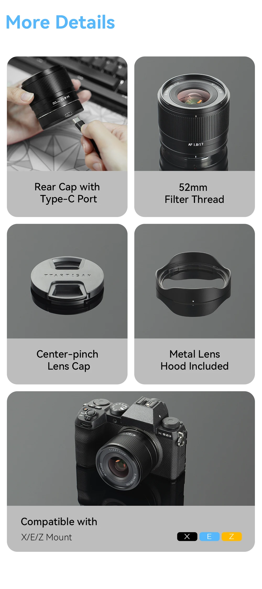 TTArtisan 17mm F1.8 Air APS-C AF Autofokus-Objektiv Weitwinkel für Sony E Fuji X Spiegellose Kameras A6400 A6600 ZVE10 XT30 XT50 XM5 – Detail 19
