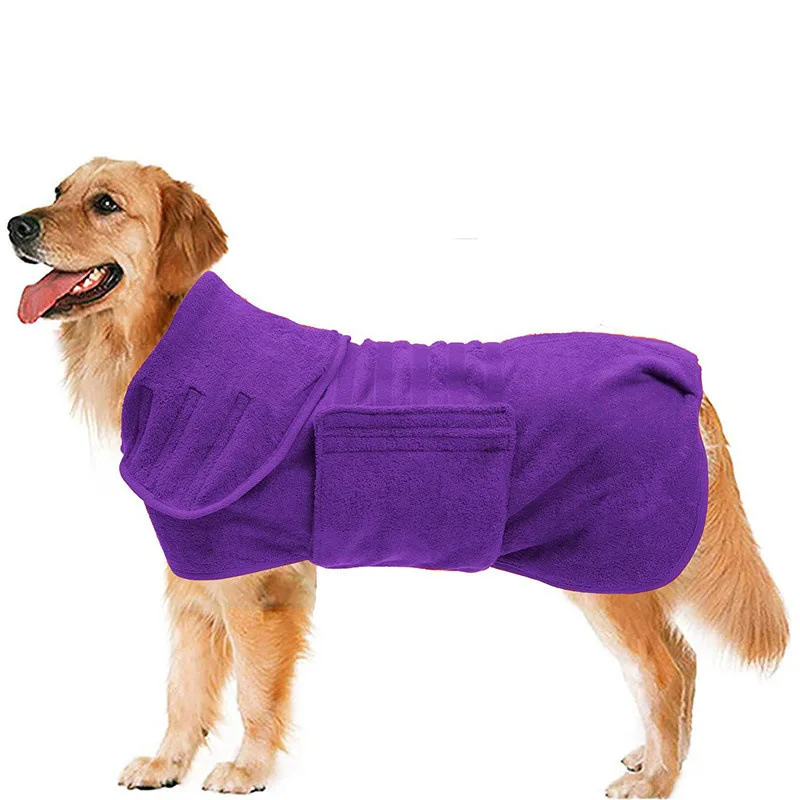 Albornoz absorbente para perro, bata de baño para mascotas, abrigo de secado, toalla para perros grandes, medianos y pequeños, secado súper rápido, suave y ajustable