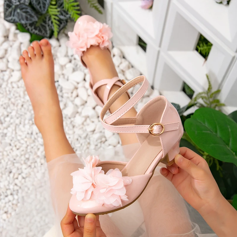 Girls Princess Sandals High Heels Kids Dance Dress Shoes