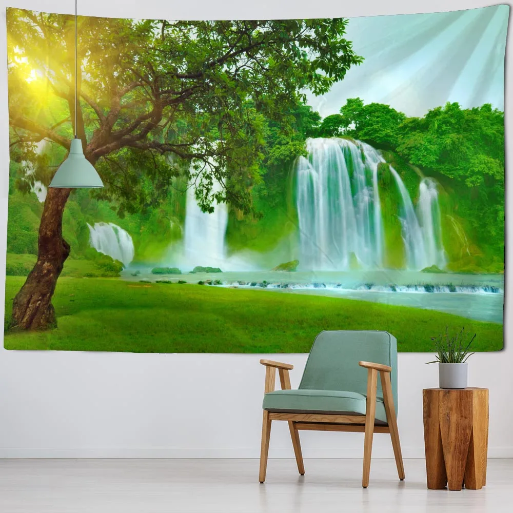 

Home Decor Tapestry Forest Waterfall Landscape Print Wall Hanging Beach Picnic Rug Camping Tent Sheets Boho Hippie Room Decor