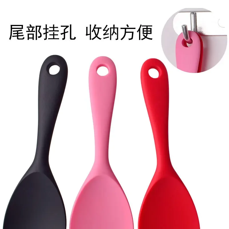 Description Picture 5 of itemHanging Silicone Rice Spoon Kitchen Ladle Non-stick Saucepan Electric Rice Cooker Cooking Scoop with Holes Household Items