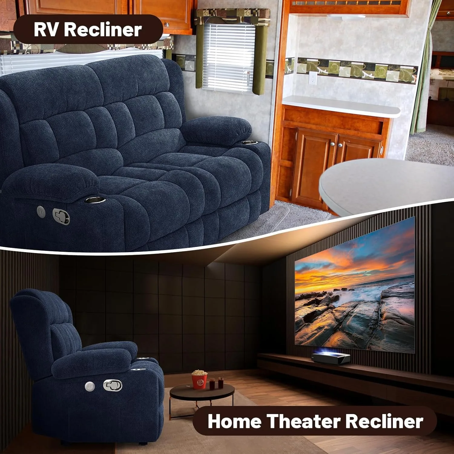2-Seater Recliner Loveseat Sofa with USB & Cup Holders 5