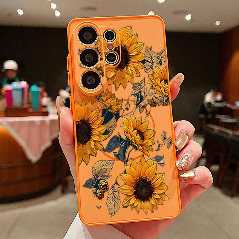 Pink Flower Pattern Magnetic Phone Case - Stylish Protective Hard Cover