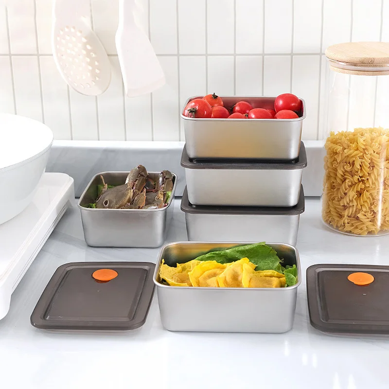 High Quality Stainless Steel Camping Lunch Box Sealed Leak-proof Bento Box Refrigerator Microwave Freezer Storage Box